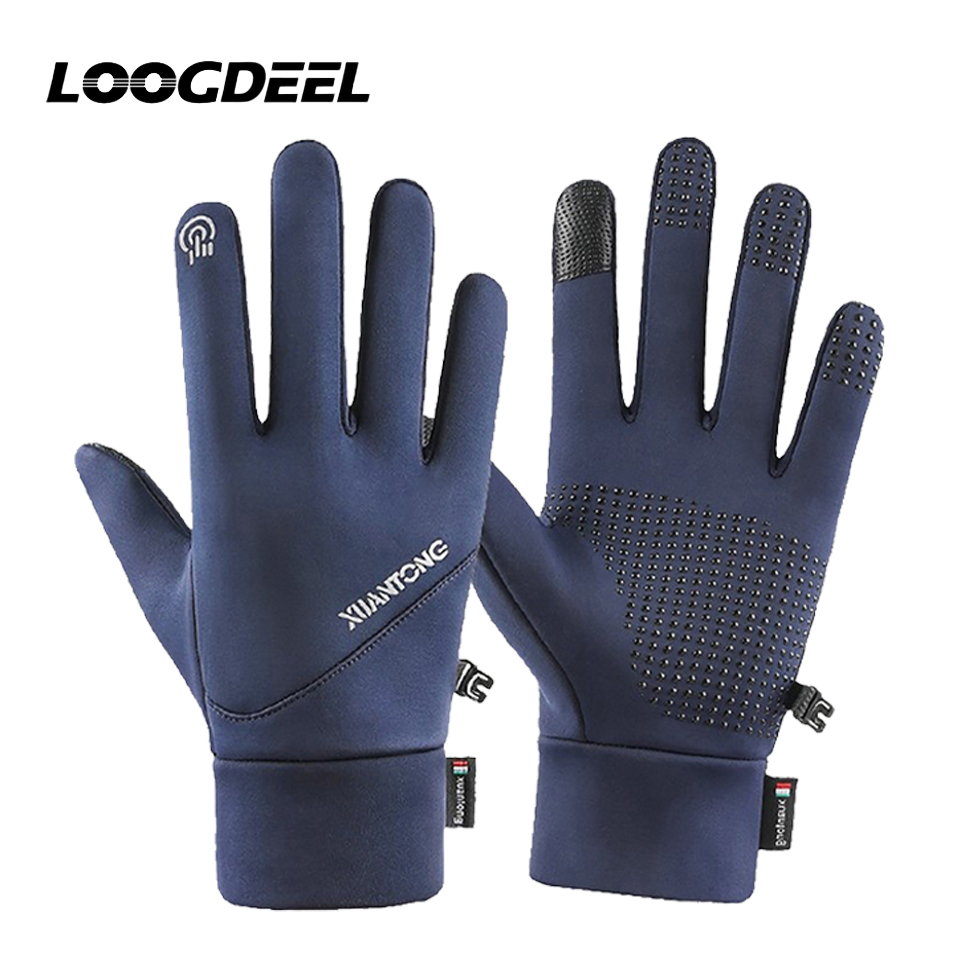 Ski Glove Waterproof - LOOGDEEL 防水防滑ランニングスキーミトン メンズ スポーツ 防風 保温フリース