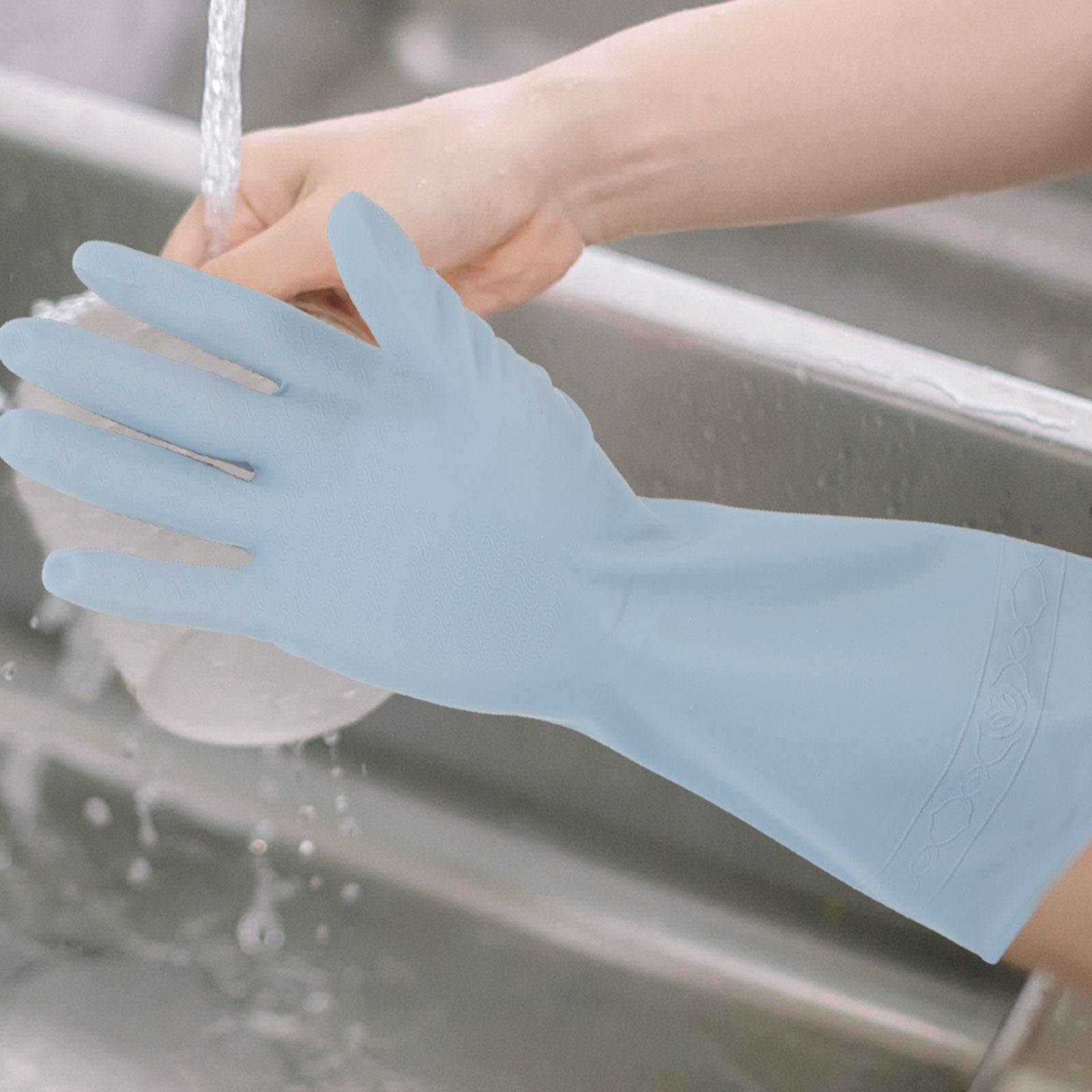 3組の防水ゴム製キッチン食器洗い用手袋、再利用可能なロングカ - Dish Glove Rubber のレビューと価格