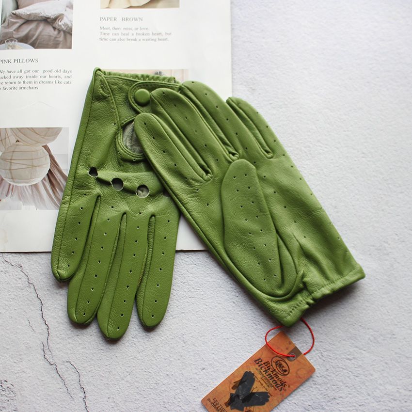 女性用サマーフルフィンガーレザーグローブ　通気性のあるシング - Leather Driving Glove のレビューと価格