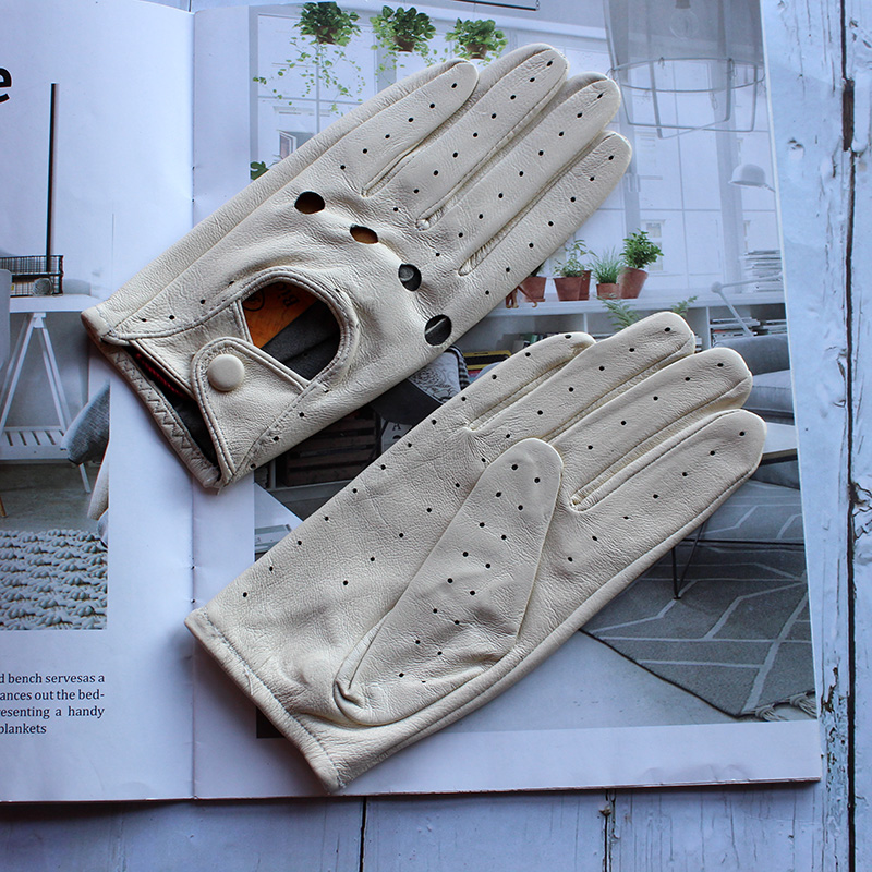 女性用サマーフルフィンガーレザーグローブ　通気性のあるシング - Leather Driving Glove のレビューと価格